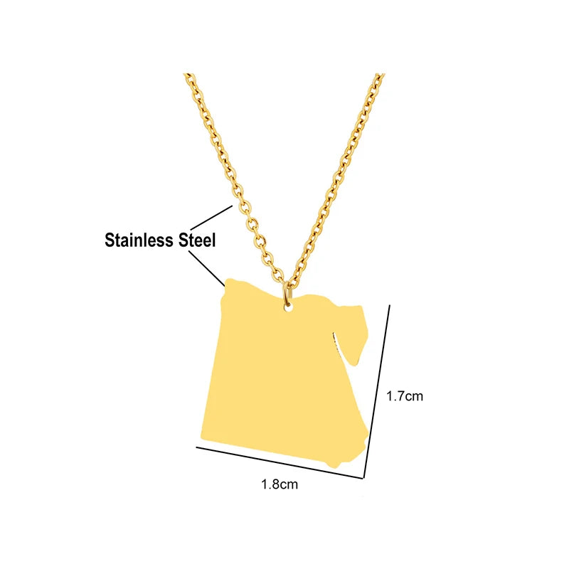 Egypt 18K Gold Stainless Steel Map Necklace