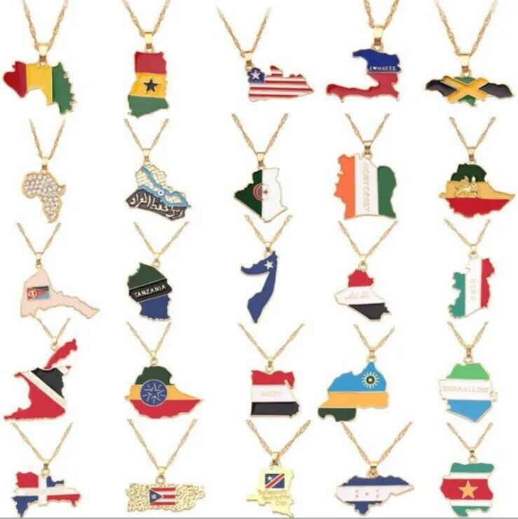 Somalia Map Flag Enamel Pendant Necklace | High-quality African and Caribbean inspired by Jewellery and accessories | African Jewellery | Caribbean jewellery | Afro-Caribbean accessories | African jewelry