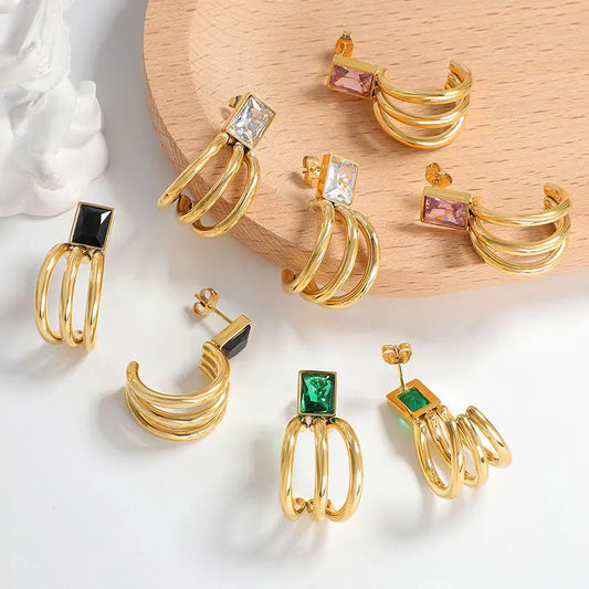 14k Gold Plated Stud Drop Green Crystal Earrings | | High-quality African and Caribbean inspired by Jewellery and accessories | African Jewellery | Caribbean jewellery | Afro-Caribbean accessories | African jewelry