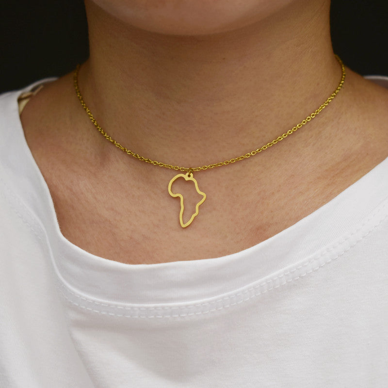 Rose Gold Coloured Africa Map Pendant Necklace | Rose Gold Coloured Africa Map Pendant Necklace