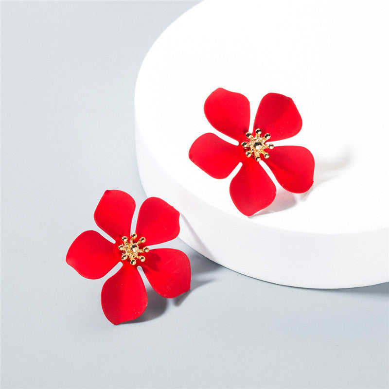 Red Women Flower Stud Earrings | African Jewellery | Gold-Plated Jewellery | Gold Jewellery | Affordable Jewellery | Caribbean jewellery | Afro-Caribbean accessories | African jewelry | African inspired jewellery | Caribbean inspired Jewellery