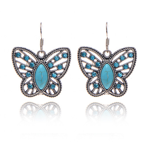 Turquoise Butterfly Dangle Earrings | Shop now at Aphrolux accessories | High-quality African and Caribbean inspired by Jewellery and accessories | African Jewellery | Caribbean jewellery | Afro-Caribbean accessories | African jewelry | UK Jewellers | UK-based Jewellery company | Free-delivery | Ethical jewellery
