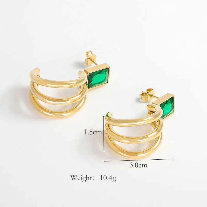 14k Gold Plated Stud Drop Green Crystal Earrings | | High-quality African and Caribbean inspired by Jewellery and accessories | African Jewellery | Caribbean jewellery | Afro-Caribbean accessories | African jewelry