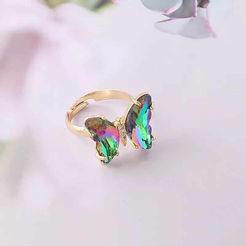 Green butterfly store ring