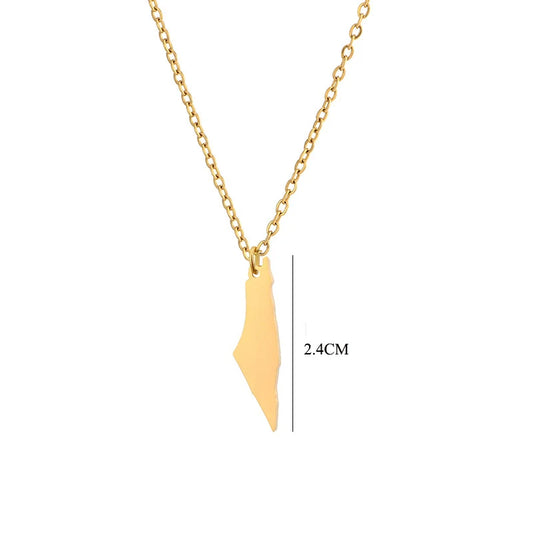 Palestine 18K Gold Stainless Steel Map Necklace
