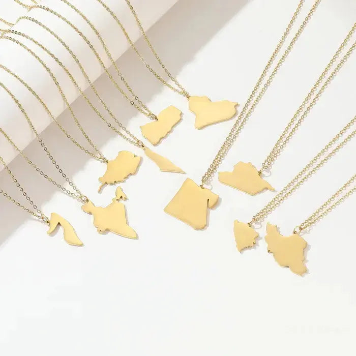 Egypt 18K Gold Stainless Steel Map Necklace