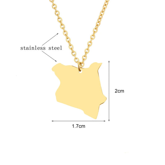 Kenya 18K Gold Stainless Steel Map Necklace