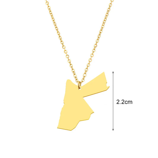 Jordan 18K Gold Stainless Steel Map Necklace
