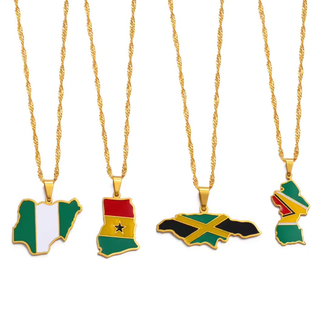 Guyana Map Flag Stainless Steel Pendant Necklace" | "Close-up of Guyana Map Flag Pendant Necklace" | "Guyana Map Necklace with National Flag Colors" | "Stainless Steel Guyana Map Pendant on Chain" | "Caribbean Heritage Jewelry - Guyana Map Flag Necklace" | "Unisex Guyana Flag Necklace in Stainless Steel" | "Guyana Map Flag Pendant Necklace Display" | "Elegant Guyana Map Necklace with Flag Design