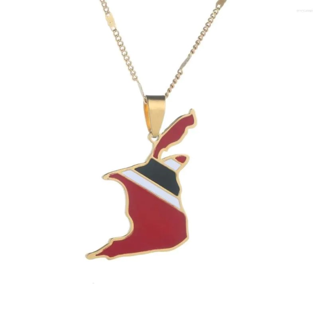 Trinidad and Tobago Map Flag Stainless Steel Pendant Necklace | High-quality African and Caribbean inspired by Jewellery and accessories | African Jewellery | Caribbean jewellery | Afro-Caribbean accessories | African jewelry