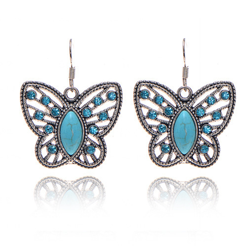 Turquoise Butterfly Dangle Earrings | Shop now at Aphrolux accessories | High-quality African and Caribbean inspired by Jewellery and accessories | African Jewellery | Caribbean jewellery | Afro-Caribbean accessories | African jewelry | UK Jewellers | UK-based Jewellery company | Free-delivery | Ethical jewellery 