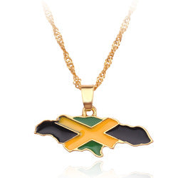 Jamaica Map Flag Enamel Pendant Necklace | High-quality African and Caribbean inspired by Jewellery and accessories | African Jewellery | Caribbean jewellery | Afro-Caribbean accessories | African jewelry