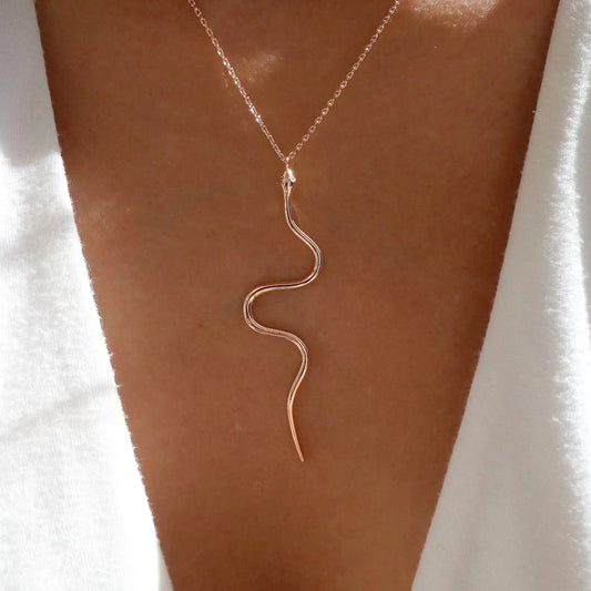 Slim Rose-Gold Plated Snake Pendant Necklace | High-quality African and Caribbean inspired by Jewellery and accessories | African Jewellery | Caribbean jewellery | Afro-Caribbean accessories | African jewelry
