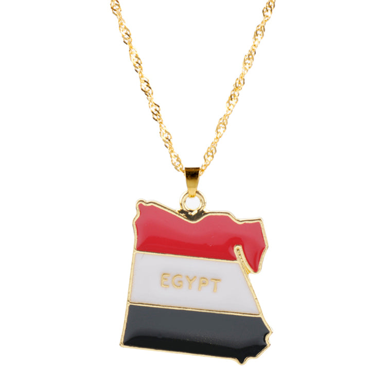 Egypt Map Flag Enamel Pendant Necklace | High-quality African and Caribbean inspired by Jewellery and accessories | African Jewellery | Caribbean jewellery | Afro-Caribbean accessories | African jewelry