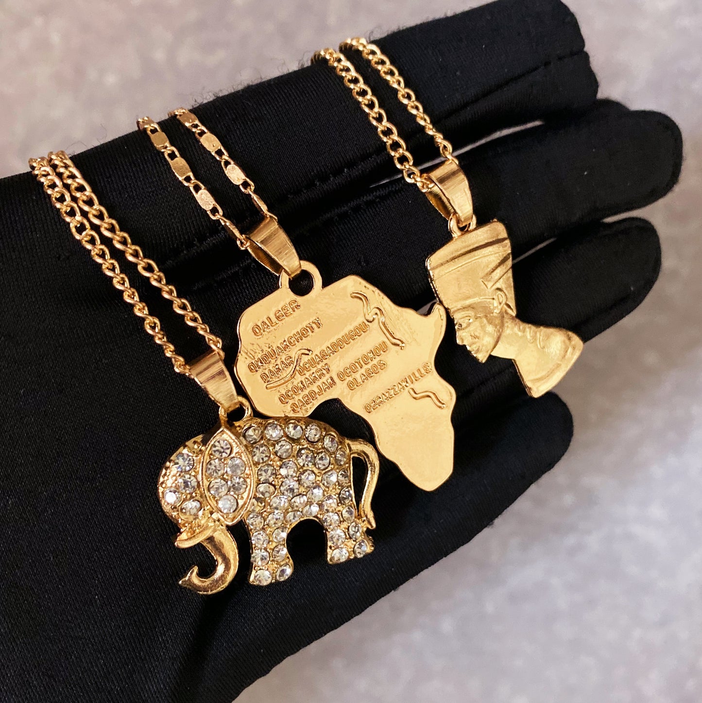 Nefertiti Egyptian Elephant Multi-Layered Map Necklace | High-quality African and Caribbean inspired by Jewellery and accessories | African Jewellery | Caribbean jewellery | Afro-Caribbean accessories | African jewelry